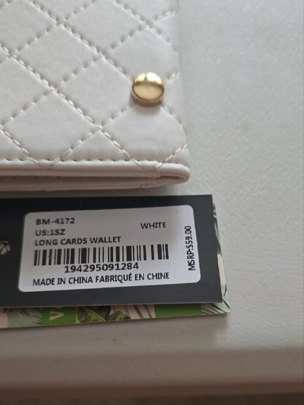 Badgley Mischka Long Card Wallet in White and Gold